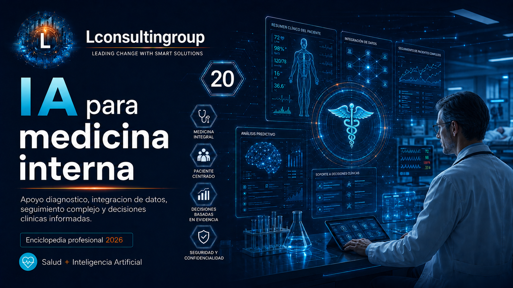 Caratula de enciclopedia 20 ia para medicina interna lconsultingroup 2026 edicion ampliada