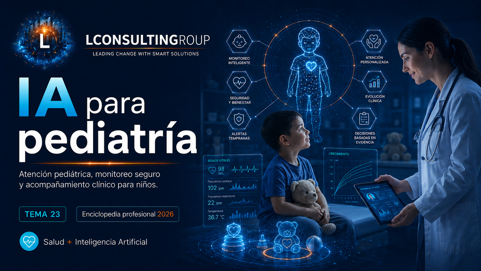Caratula de enciclopedia 23 ia para pediatria lconsultingroup 2026 edicion ampliada