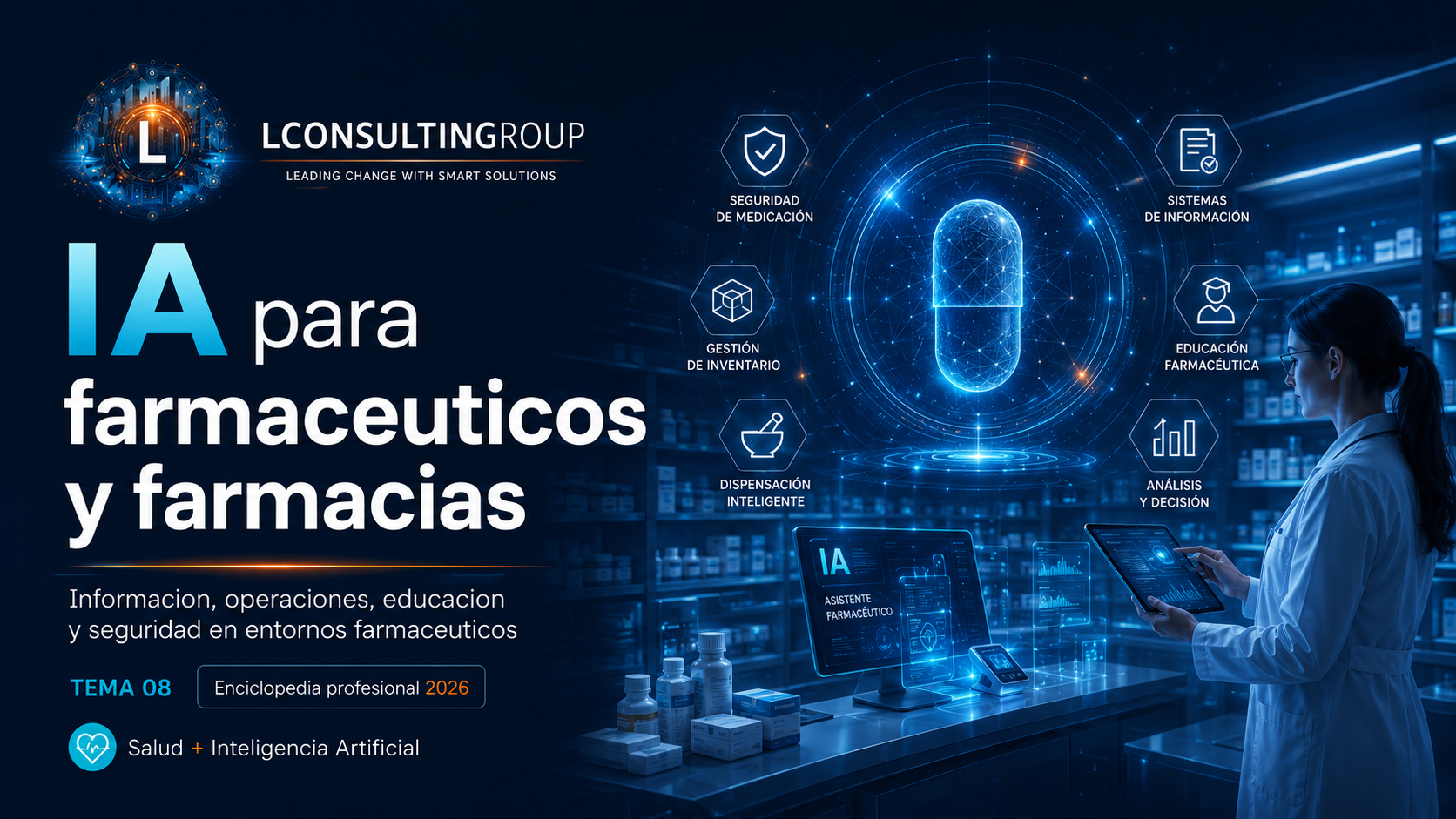 Caratula de enciclopedia 08 ia para farmaceuticos y farmacias lconsultingroup 2026 edicion ampliada